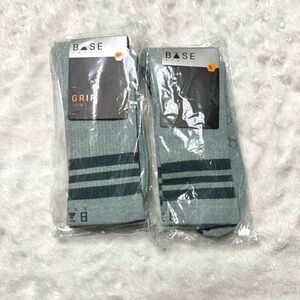 NWT- BASE Sage Stripe Crew Organic Cotton Grip Socks Bundle